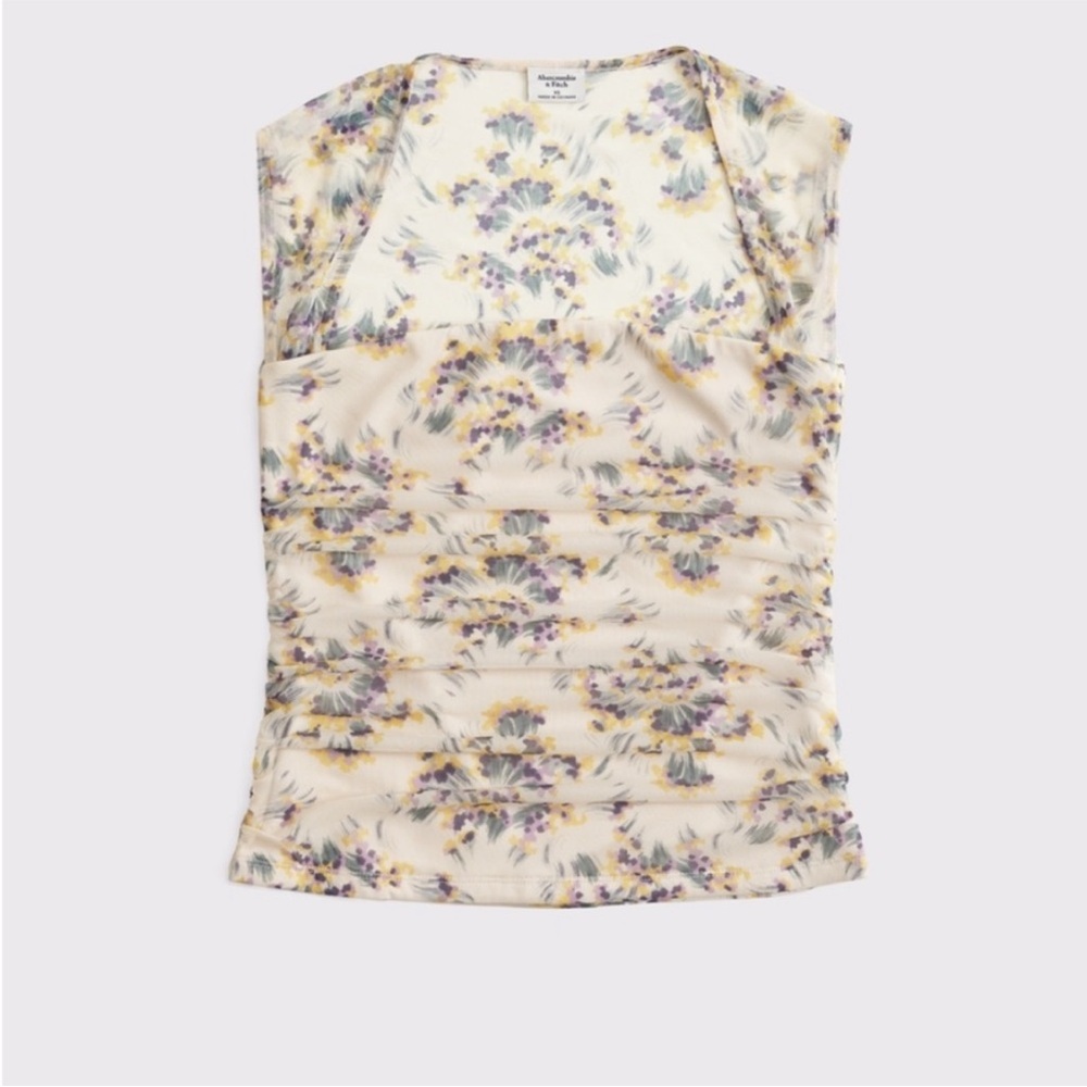 Abercrombie & Fitch Women’s Ava Mesh Floral Top Sz XS Ruching